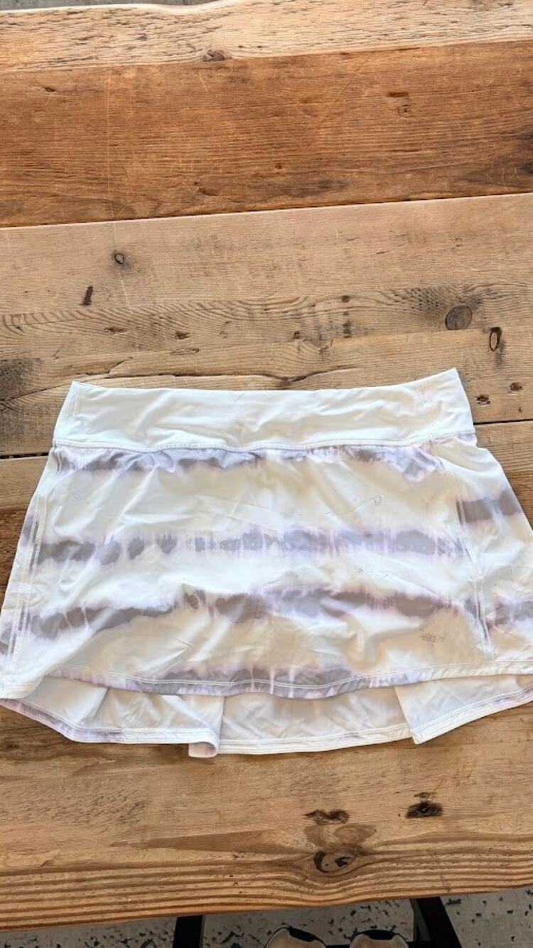 Lululemon White Tie Dye SIZE 12 Pace Rival High Rise Skort Skirt NWOT!!